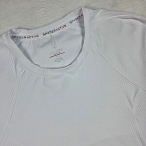 Spyder Active Womens White Ribbed Performance T-Shirt Large RN63619 Short Sleeve